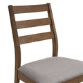 ACTU 823 Dining Side Chairs; Walnut; close-up of ladder back and upholstered seat