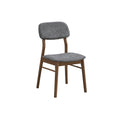 ACTU 826 Upholstered Dining Chairs; Walnut; single chair with gray upholstered backrest and seat