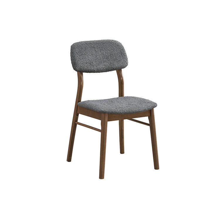 ACTU 826 Upholstered Dining Chairs; Walnut; single chair with gray upholstered backrest and seat