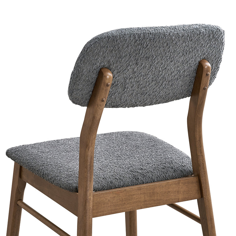 ACTU 826 Upholstered Dining Chairs; Walnut; rear close-up of upholstered backrest and exposed fasteners