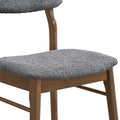 ACTU 826 Upholstered Dining Chairs; Walnut; close-up of gray textured seat upholstery and frame