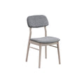 ACTU 826 Upholstered Dining Chairs; White Wash; single chair with gray upholstered backrest and seat