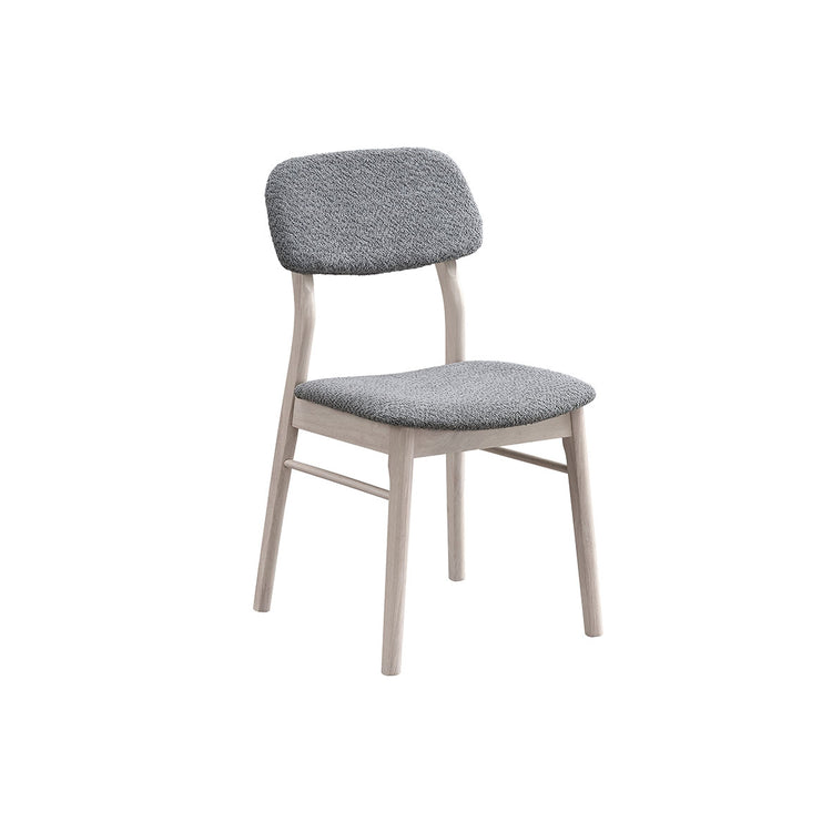 ACTU 826 Upholstered Dining Chairs; White Wash; single chair with gray upholstered backrest and seat