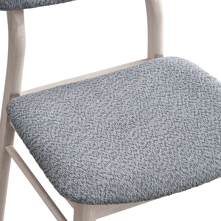 ACTU 826 Upholstered Dining Chairs; White Wash; close-up of gray textured seat upholstery
