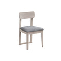 ACTU 827 Dining Chairs; White Wash; single chair with panel back and gray upholstered seat