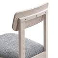 ACTU 827 Dining Chairs; White Wash; rear close-up of panel back and exposed fasteners