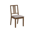 ACTU 828 Dining Chairs; Walnut; single chair with vertical-slat back and upholstered seat