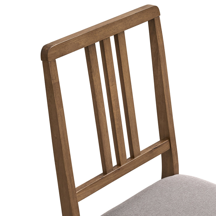 ACTU 828 Dining Chairs; Walnut; close-up of vertical-slat back