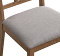 ACTU 828 Dining Chairs; Walnut; close-up of gray upholstered seat
