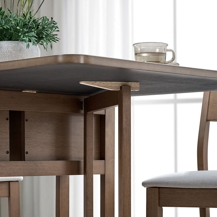 ACTU 833 Walnut drop-leaf dining furniture scene and detail