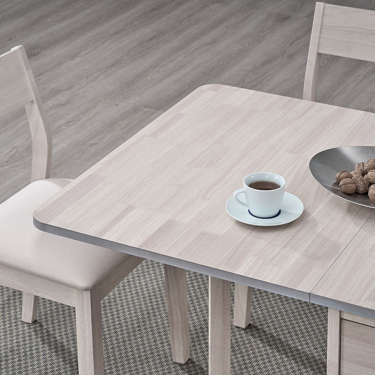 ACTU 833 White Wash drop-leaf dining furniture scene and detail