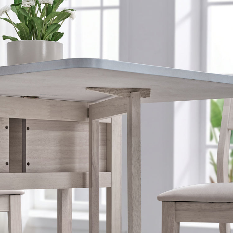 ACTU 833 White Wash drop-leaf dining furniture scene and detail
