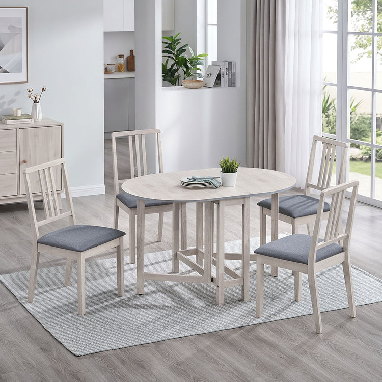 ACTU 834 Owen oval drop-leaf dining furniture White Wash room scene