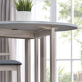 ACTU 834 White Wash drop-leaf dining furniture scene and detail