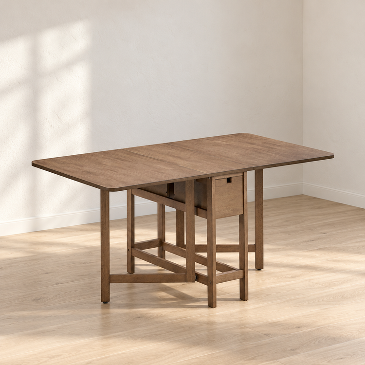 ACTU Nolan 833 Walnut drop-leaf dining table in a room setting, table only