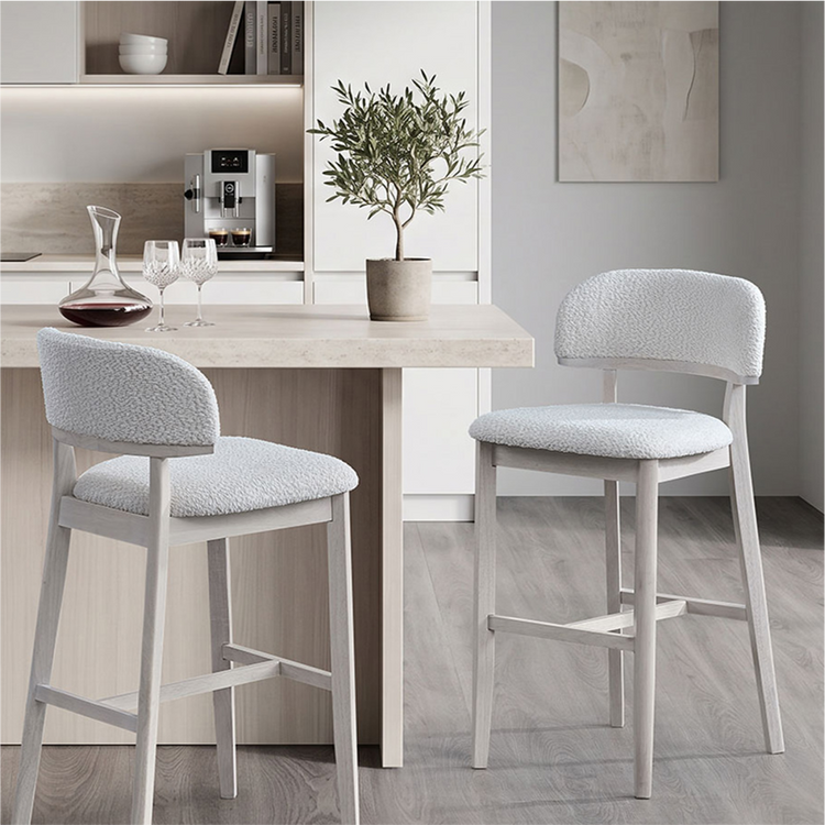 ACTU Ascend 820 30-inch Bar Stools, Set of 2, White Wash