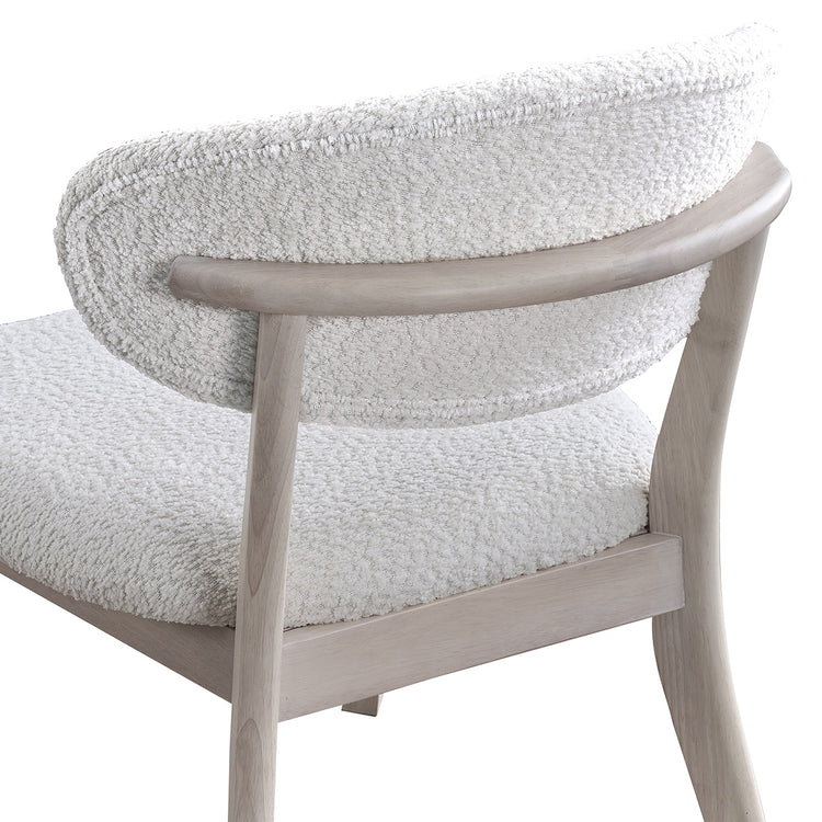 ACTU AU-FDC4F818-B2 White Wash rear upholstered backrest and exposed curved wood support close-up