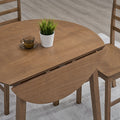 ACTU 821 Round Drop-Leaf Dining Set, 2 Chairs; Walnut; close-up of rounded drop leaf folded down