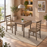ACTU 829 dining set; Walnut; 1 table, 2 chairs