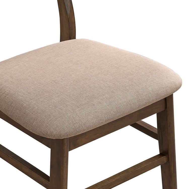 ACTU AU-FDS5F817-B1 Walnut upholstered chair seat and supporting frame close-up