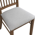 ACTU 824 Drop-Leaf Dining Set, 4 Chairs; Walnut; close-up of upholstered chair seat and slatted back