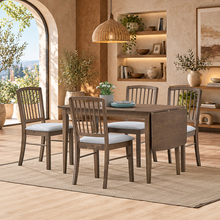 ACTU 824 dining set; Walnut; 1 table, 4 chairs