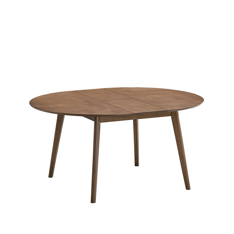 ACTU 827 Round Extendable Dining Set, 4 Chairs; Walnut; table view