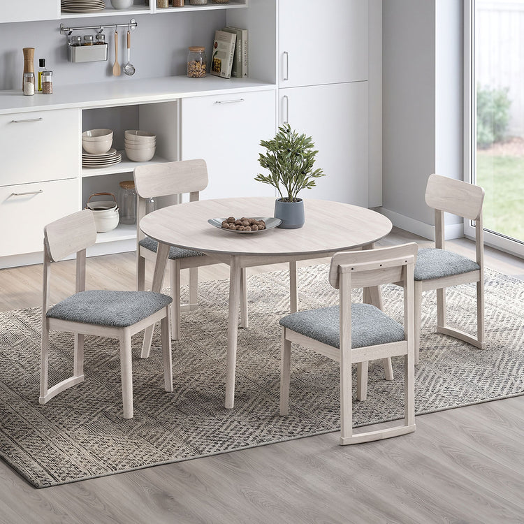 ACTU 827 dining set; White Wash; 1 table, 4 chairs