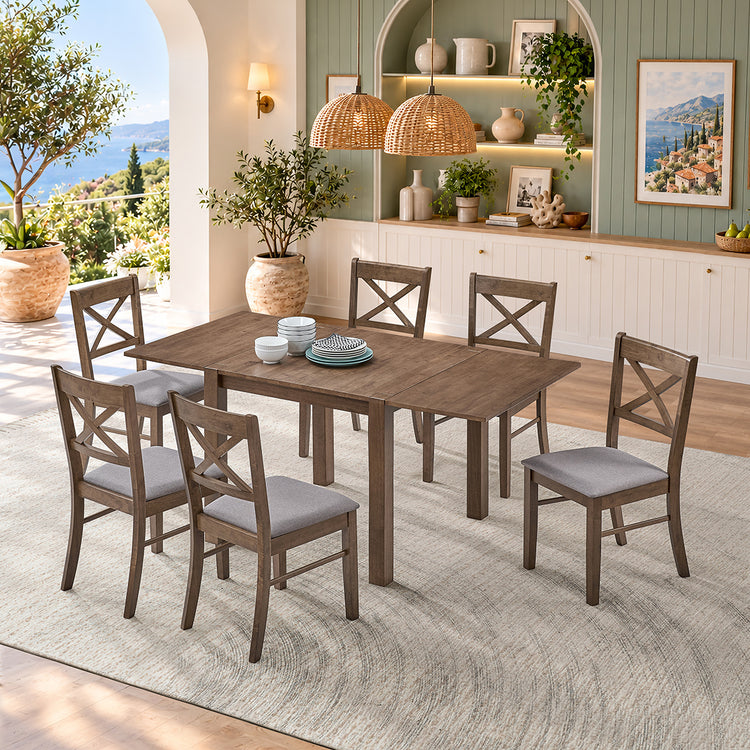 ACTU 831 table in Walnut, shown with 6 chairs