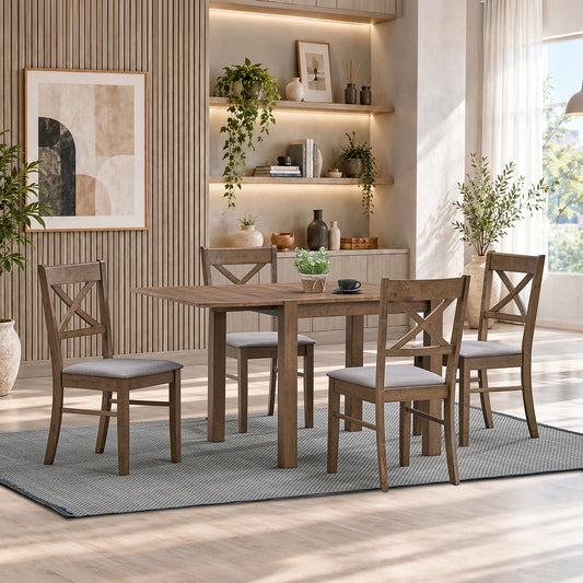 ACTU 831 dining set; Walnut; 1 table, 4 chairs