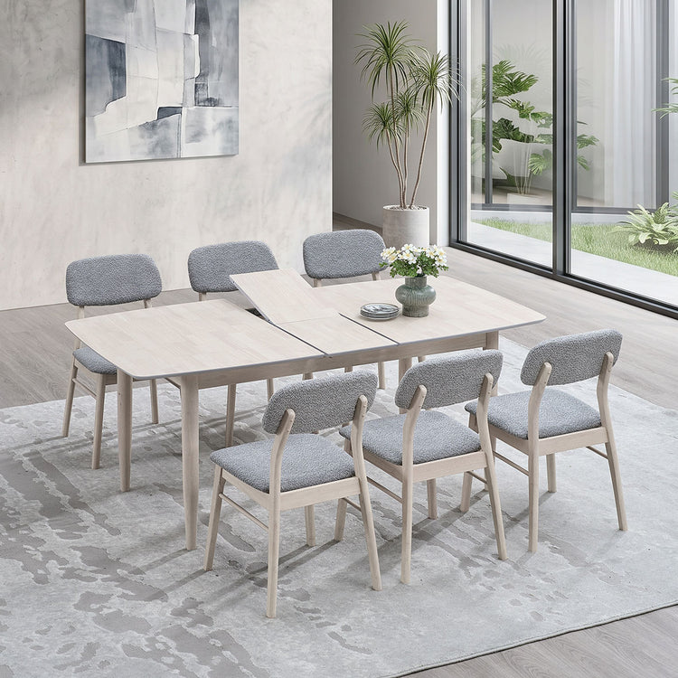 ACTU 826 dining set; White Wash; 1 table, 6 chairs
