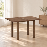 ACTU Cameron 822 Walnut flip-top dining table opened in an AI-assisted room scene; table only, accessories not included.