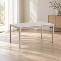 ACTU Emerson 823 White Wash dining table in an AI-assisted dining room scene; table only, accessories not included.