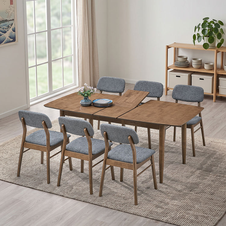 ACTU 826 table in Walnut, shown with 6 chairs; chairs not included