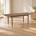 ACTU Grayson 826 Walnut dining table, fully extended, in an AI-assisted dining room scene; table only, accessories not included.