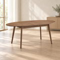 ACTU Madison 828 Walnut oval dining table, extended, in an AI-assisted dining room scene; table only, accessories not included.