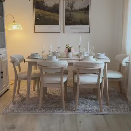 White-Washed / Seats 6 (Table + 6 Chairs)
